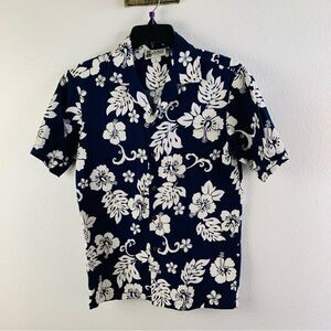 Aloha Republic Blue White Hawaiian Shirt‎
